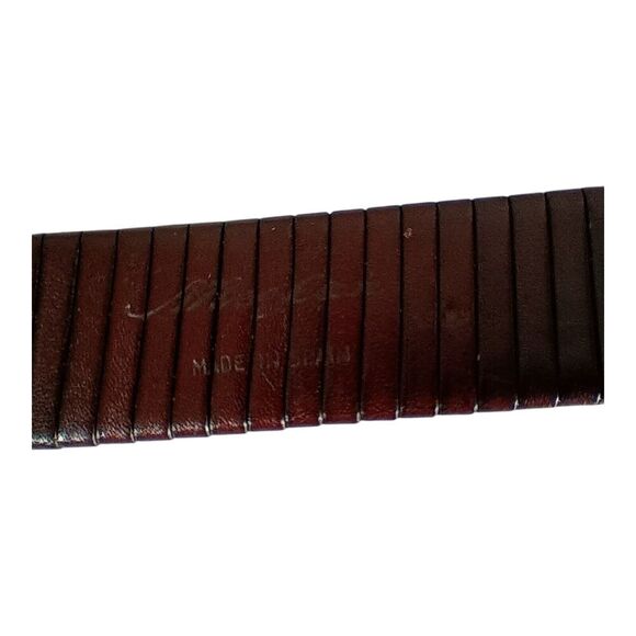 Mezlan Belt Burgundy Brown Vertical Slit Leather Men's 34 - Picture 7 of 9